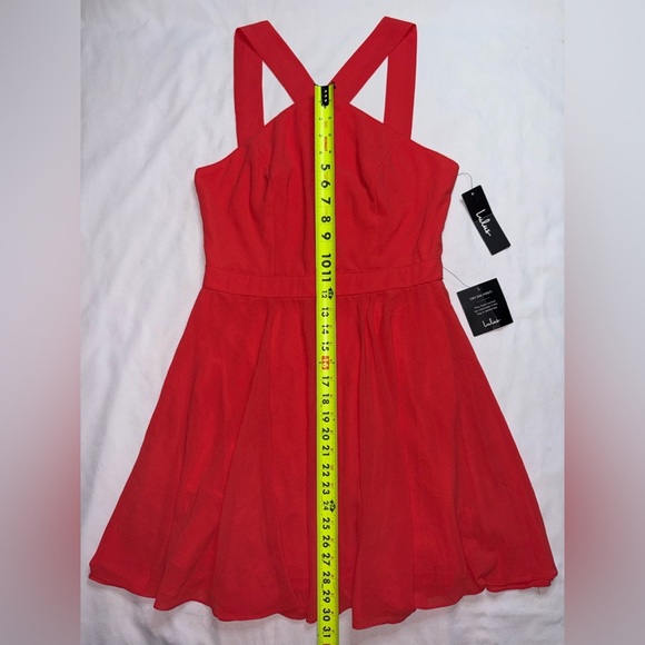Lulus NWT Size M Red Orange The Way You Look Tonight Skater Mini Dress - Picture 4 of 11